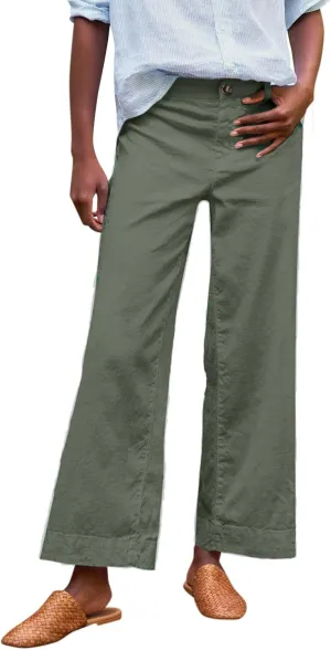 Womens Pants, Peasant Pants Casual Linen Plaid Straight Leg Side Button Drawstring