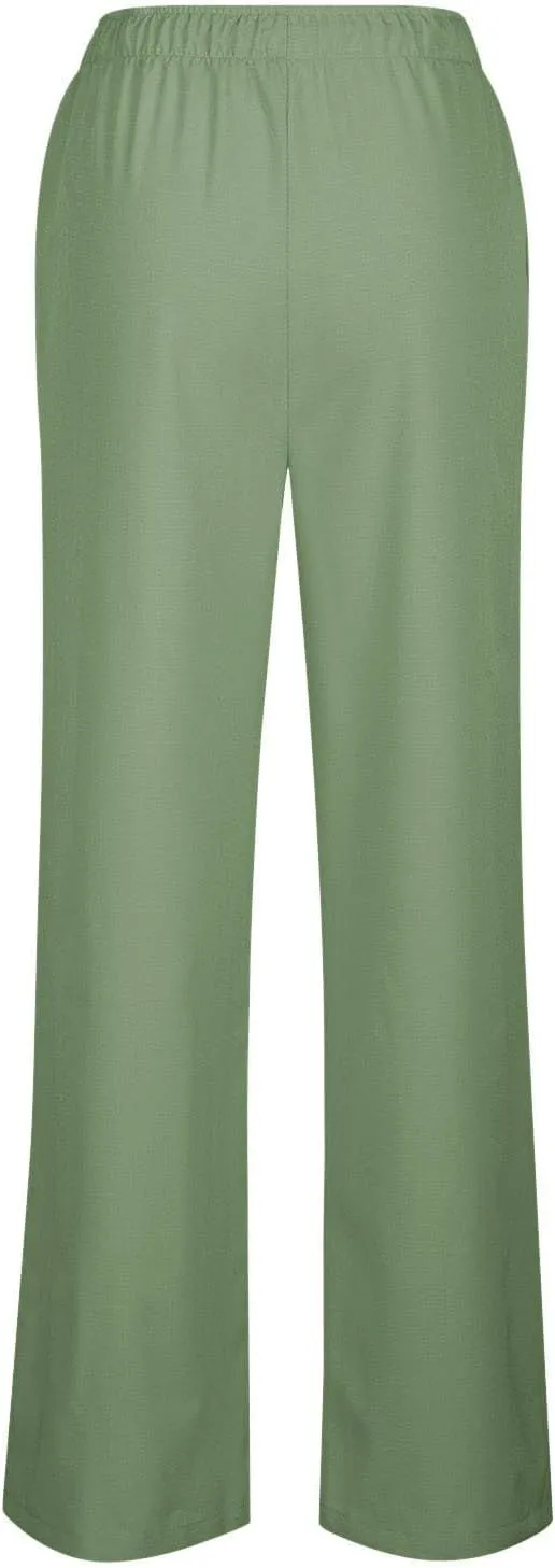 Women's Pants, Straight Leg Wide High Waisted Cotton Linen Pants Summmer Oversized