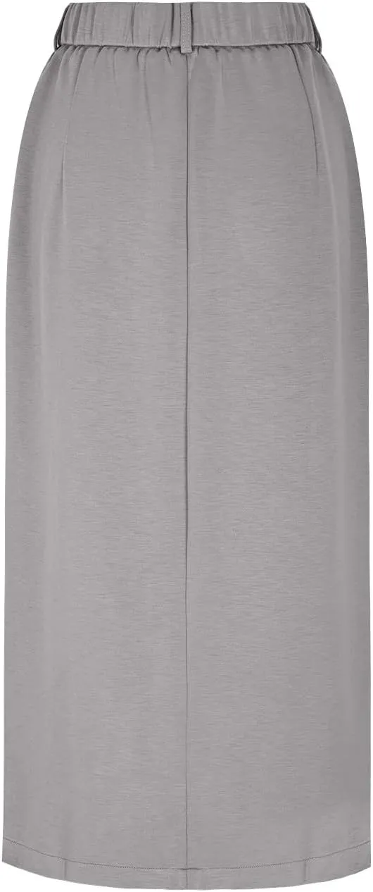 Women's Pencil Skirts Mid Long High Waist A line Midi Skirt Split Hem Skirts for Ladies Office Business Work Dress