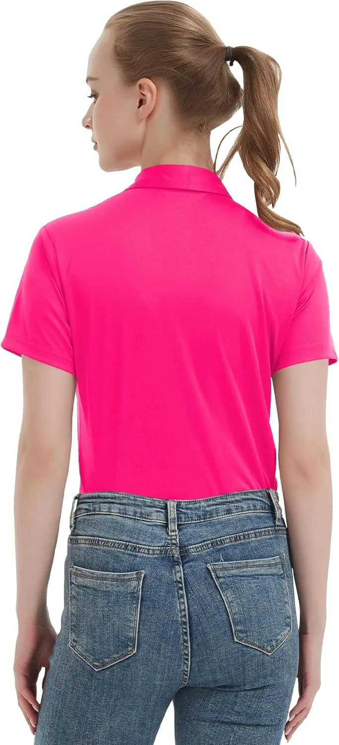Women's Polo Shirts UPF 50  Casual Sun Protection Work Quick Dry 4 Buttons Short Sleeve Collared Golf Shirt XS-3XL