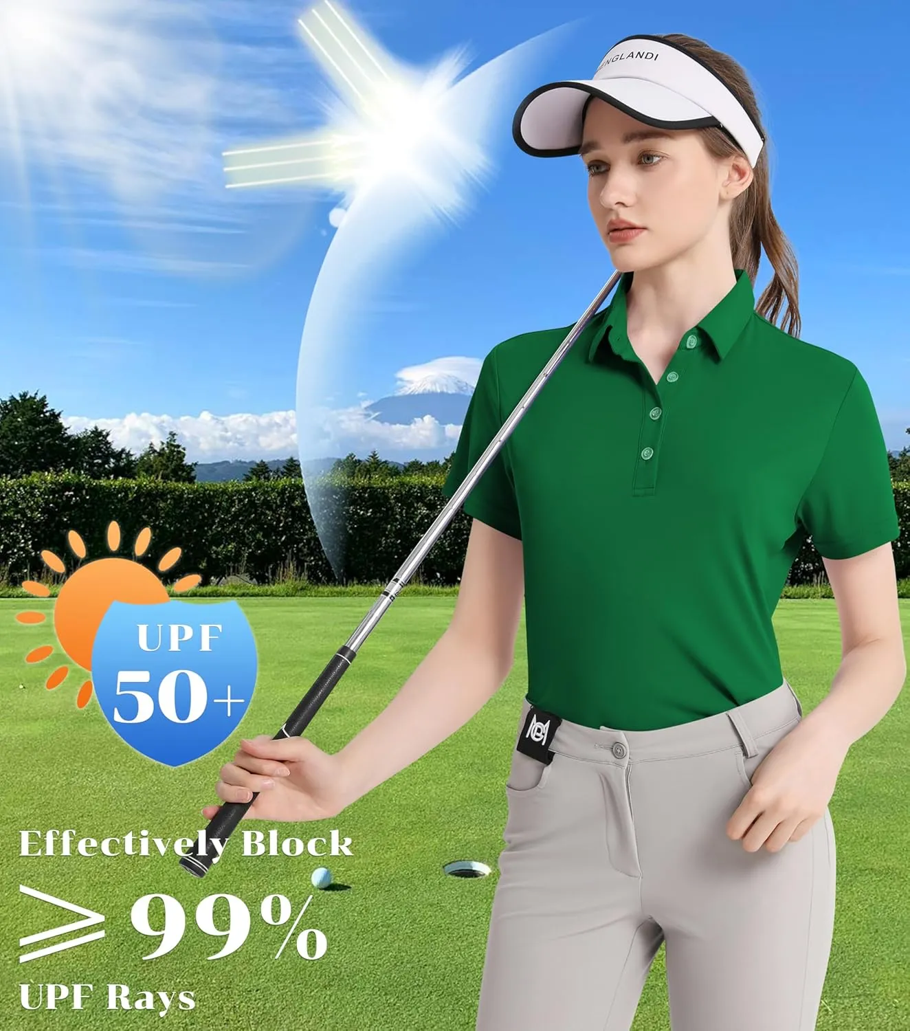 Women's Polo Shirts UPF 50  Casual Sun Protection Work Quick Dry 4 Buttons Short Sleeve Collared Golf Shirt XS-3XL
