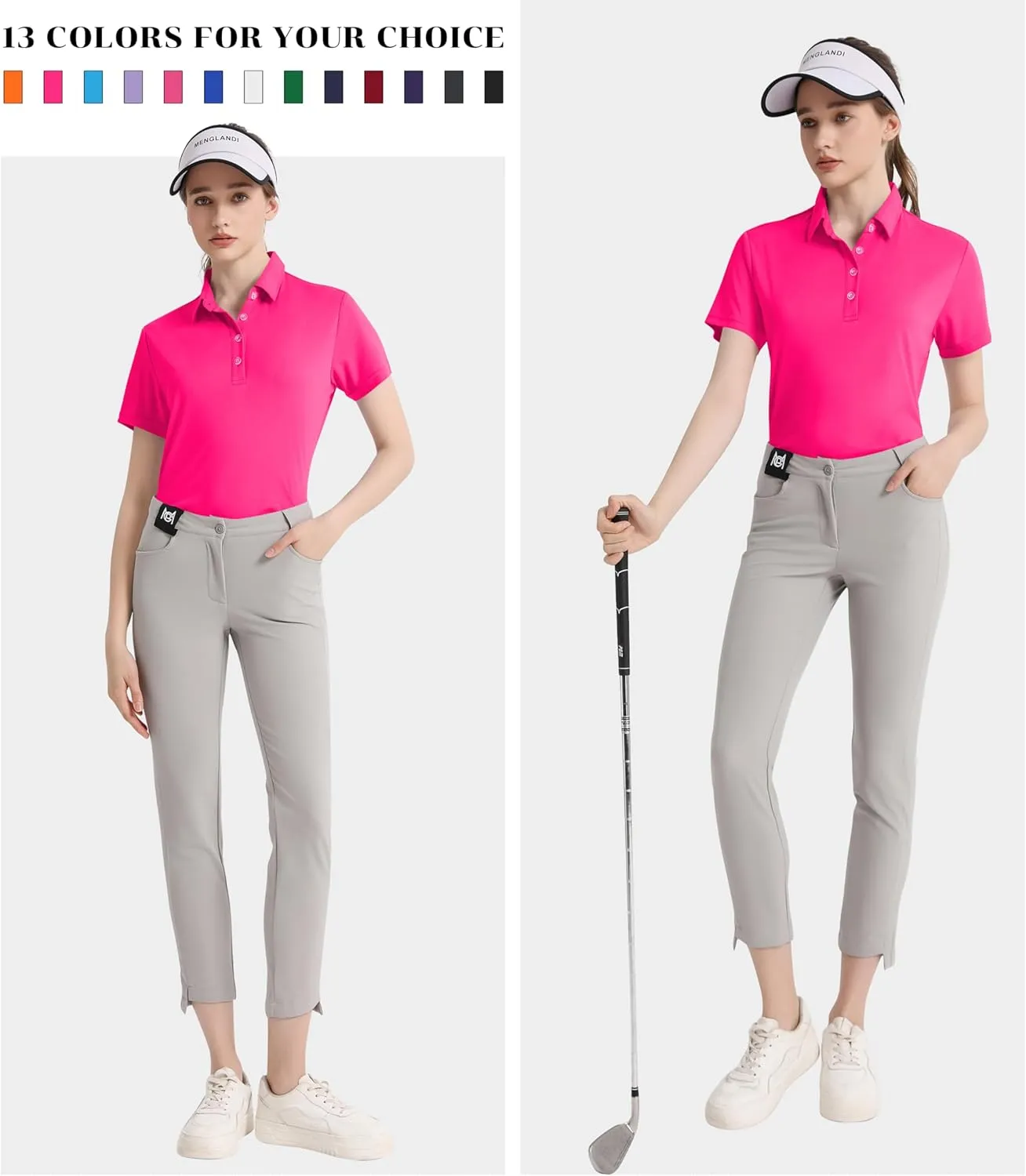 Women's Polo Shirts UPF 50  Casual Sun Protection Work Quick Dry 4 Buttons Short Sleeve Collared Golf Shirt XS-3XL