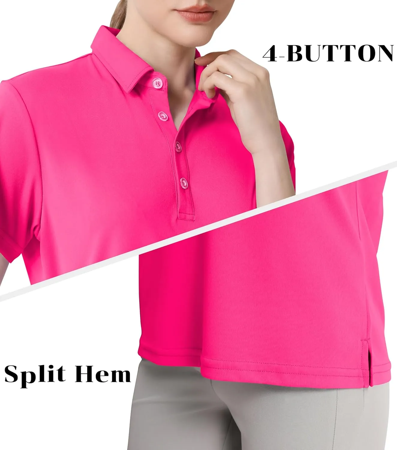 Women's Polo Shirts UPF 50  Casual Sun Protection Work Quick Dry 4 Buttons Short Sleeve Collared Golf Shirt XS-3XL