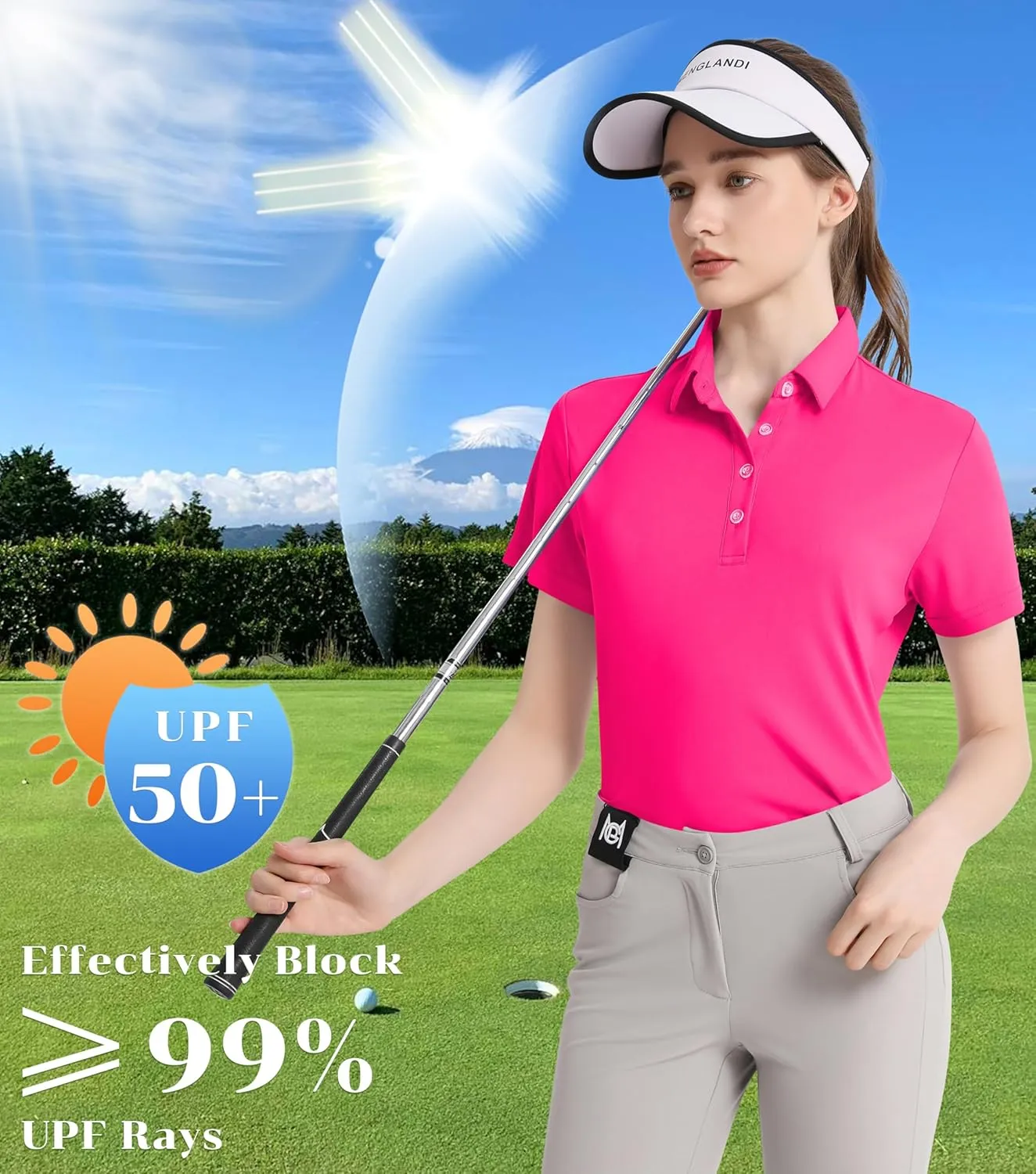 Women's Polo Shirts UPF 50  Casual Sun Protection Work Quick Dry 4 Buttons Short Sleeve Collared Golf Shirt XS-3XL