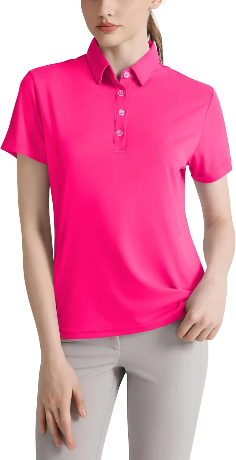 Women's Polo Shirts UPF 50  Casual Sun Protection Work Quick Dry 4 Buttons Short Sleeve Collared Golf Shirt XS-3XL
