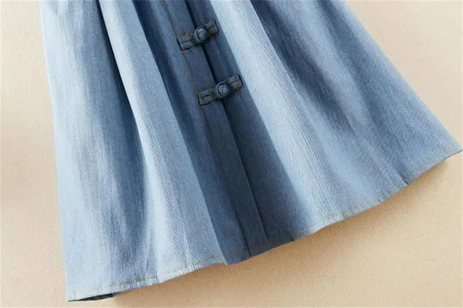 Women's Retro Elastic High Waisted Denim Skirt Summer Loose A-Line Mid-Length Jeans Skirts