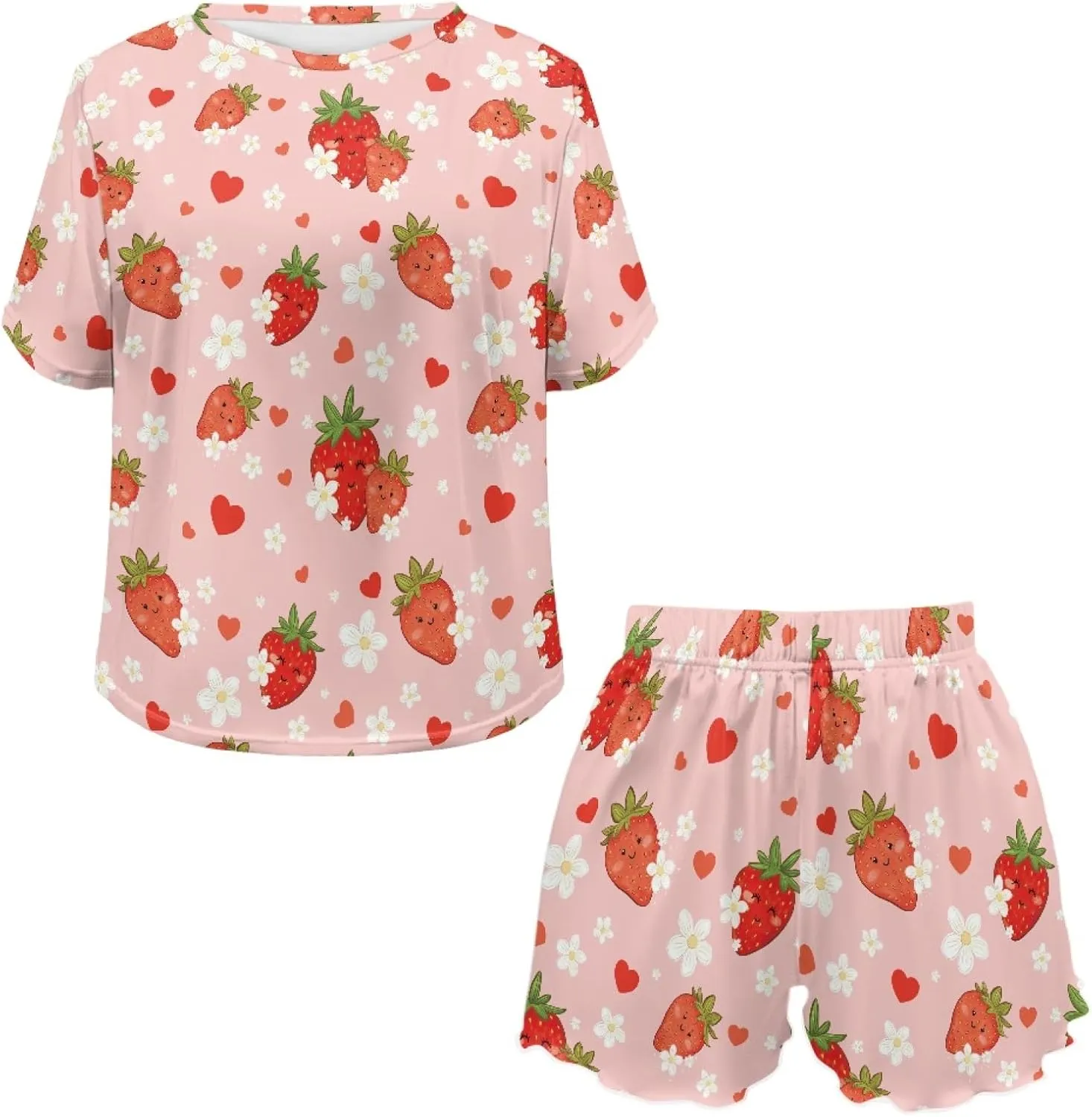 Womens Short Pajamas Set Two Piece Pajama Set for Women 2 Piece Short Sleeve Pjs