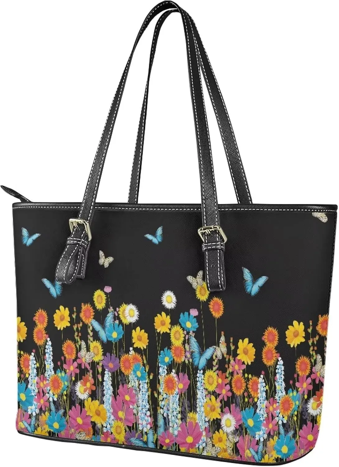 Women's Soft PU Leather Tote Shoulder Bag Big Capacity Hobo Bag Purses Office Work Handbag Adjustable Handles