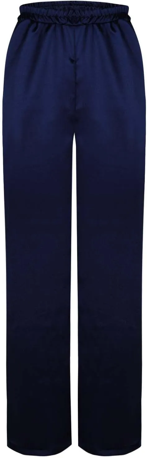 Women's Solid Casual Pants Trendy Straight Leg Elastic High Waist Palazzo Pants Loose Fit Trousers with Pockets