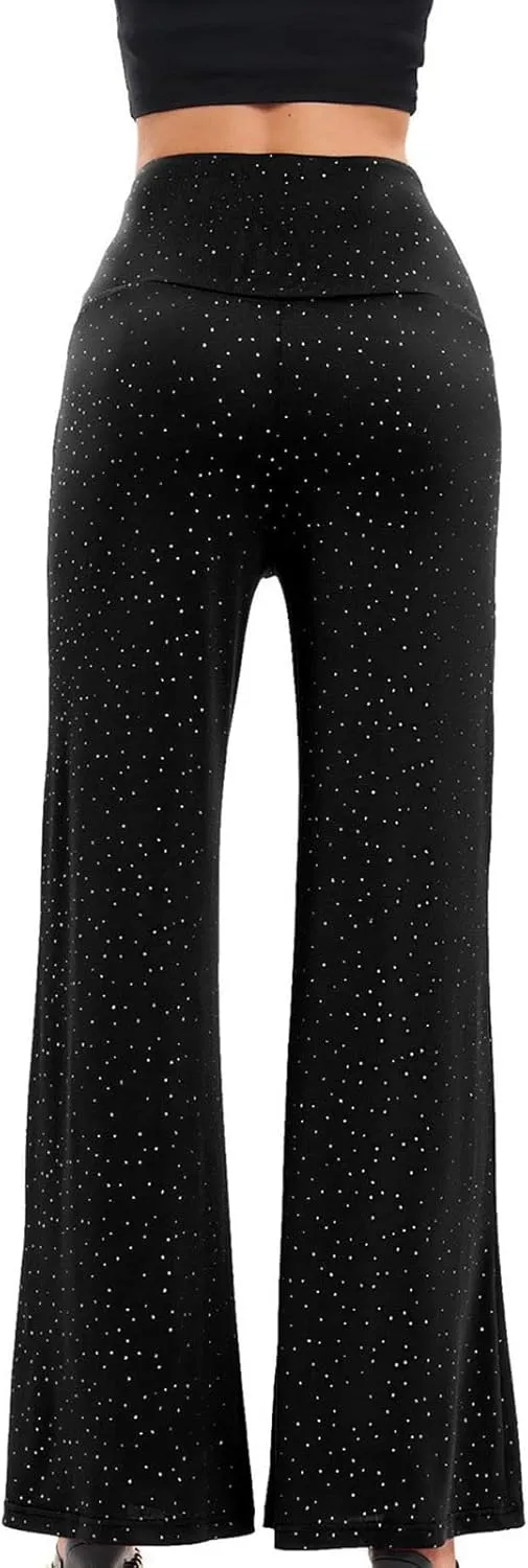Women's Stretchy Wide Leg Yoga Pants Casual Comfy High Waist Palazzo Lounge Pants Loose Dance Trousers Comfy Slacks