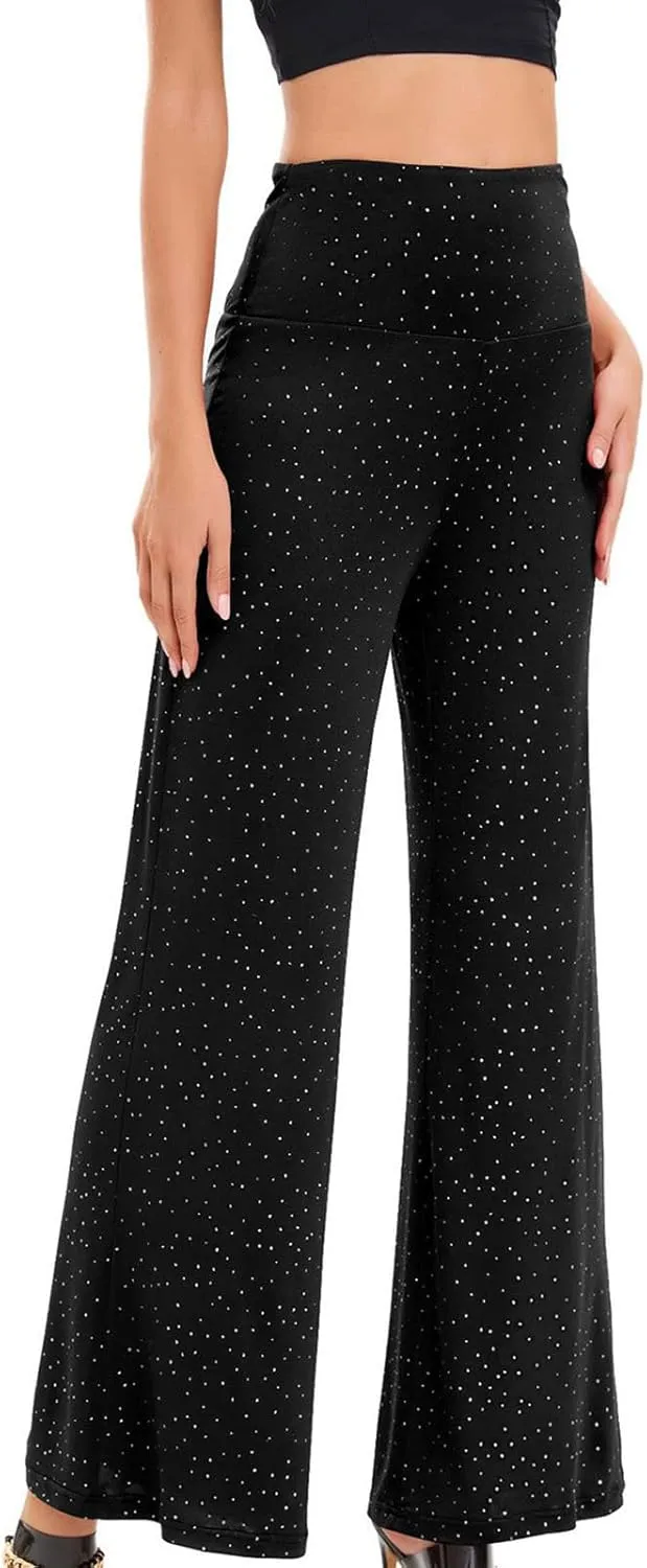 Women's Stretchy Wide Leg Yoga Pants Casual Comfy High Waist Palazzo Lounge Pants Loose Dance Trousers Comfy Slacks