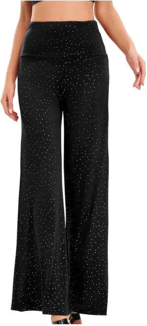 Women's Stretchy Wide Leg Yoga Pants Casual Comfy High Waist Palazzo Lounge Pants Loose Dance Trousers Comfy Slacks