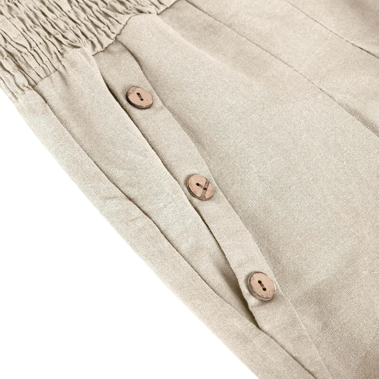 Women's Summer High Waisted Cotton Linen Pants with Pockets Wide Leg Long Lounge Palazzo Pants Loose Flowy Trousers