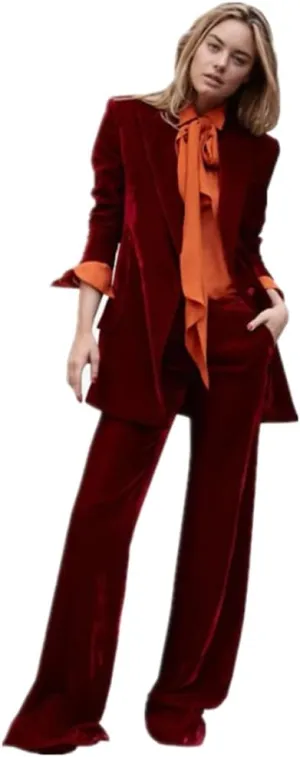 Womens Tuxedo Velvet Blazer Pants Set Dressy for Wedding Guest Buiness Suits for Women Wedding Party Graduation