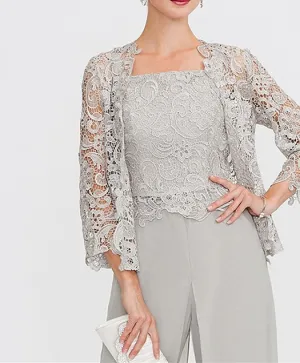 Women's Wedding Guest 3/4 Length Sleeve Floral Lace Bolero Wrap/Shawl