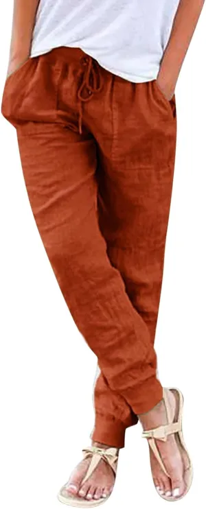 Womens Wide Leg Sweatpants Winter Joggers Work Thermal with Pockets Barrel Pants High Waisted