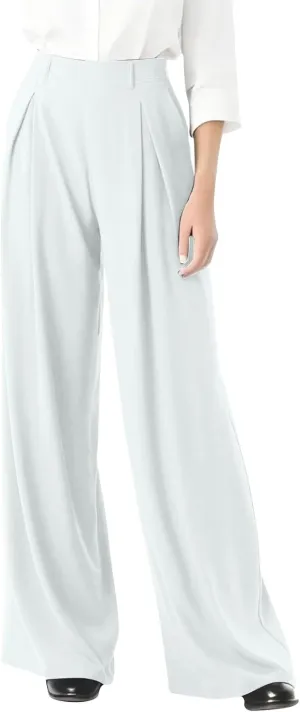 Women's Wide Legged Pants Pleated High Waisted with Pockets Flowy Trousers Business Casual Bottoms Trendy