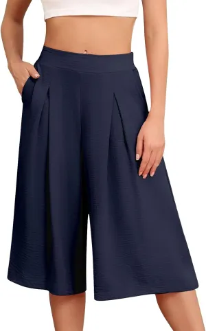 Womens' Yoga Pants with Pockets Tummy Control High Waist Flare Crop Waist Casual Palazzo Trousers 2025 Capris