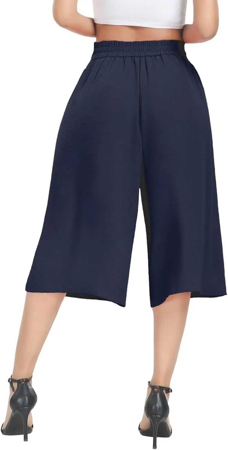 Womens' Yoga Pants with Pockets Tummy Control High Waist Flare Crop Waist Casual Palazzo Trousers 2025 Capris