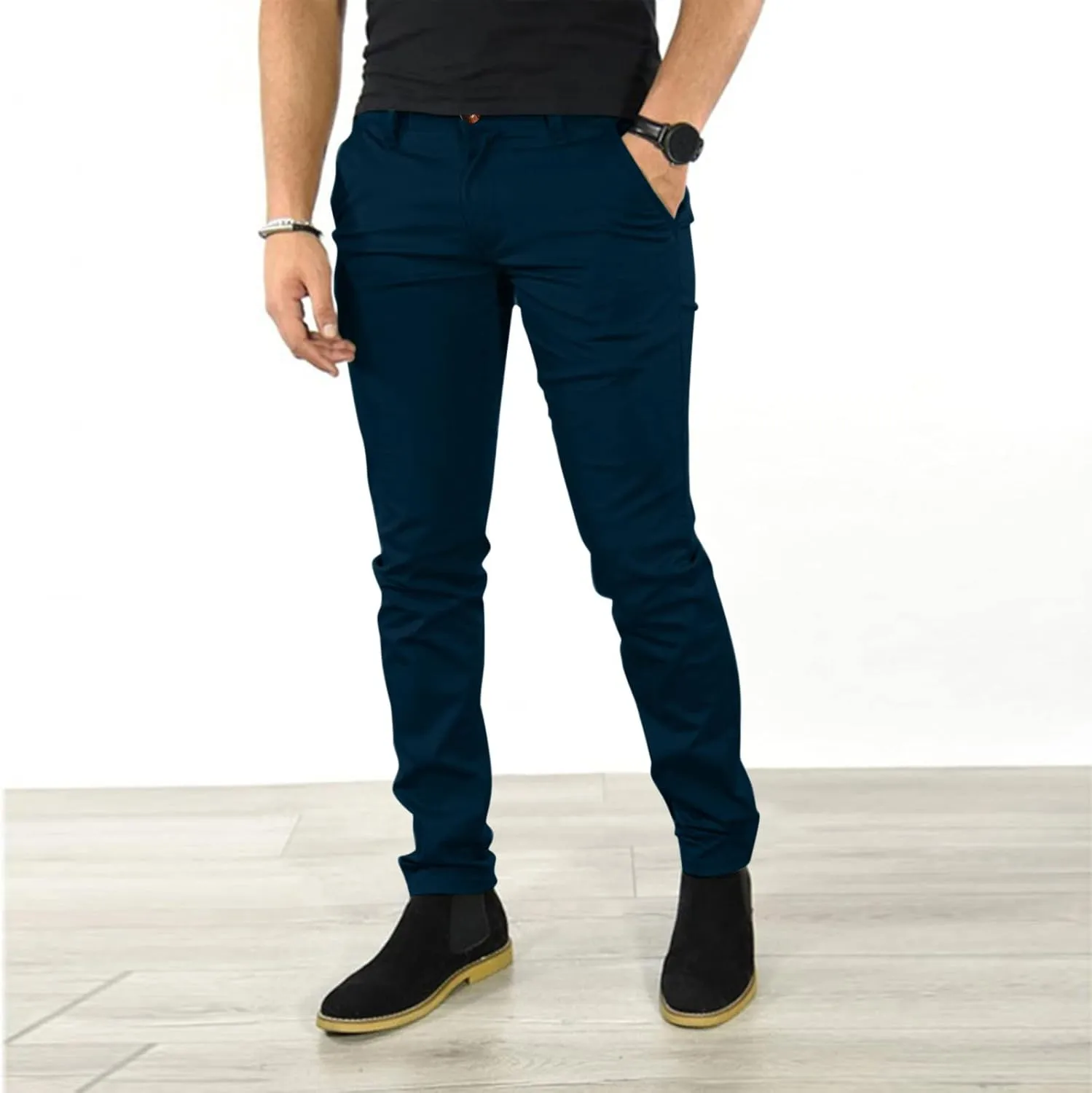 XUETON Men's Casual Office Work Suit Pants Formal Dress Trousers Stretch Flat-Front Chino Golf Pants Slim Fit Tapered Pants