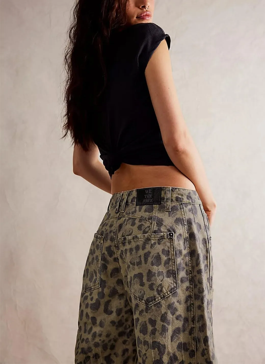 Y2K Printed Barrel Jeans Wide Leg Baggy Boyfriend Jeans for Women Loose Fit Mid Rise Denim Horseshoe Pants