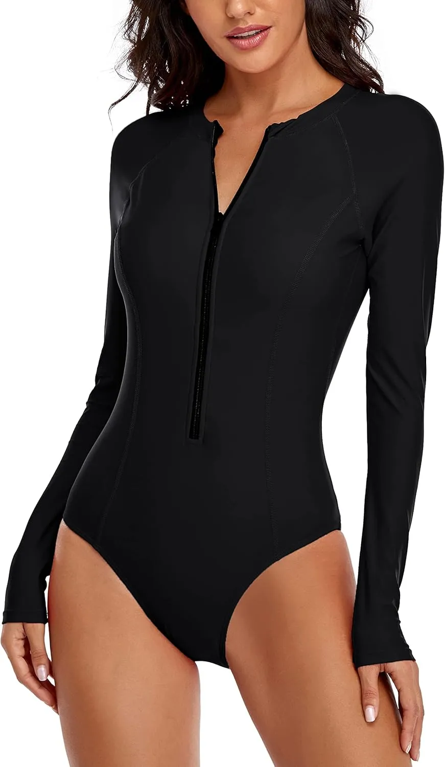YATEEN Womens Athletic Training Swimsuit Long Sleeve Rashguard