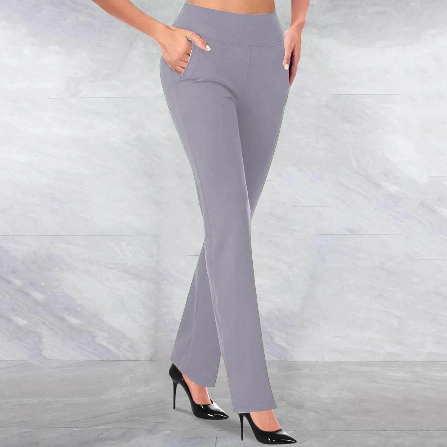 Yoga Pants for Women Butt Casual Work Pants Women High Waist Stretchy Trousers Pull On Slacks Fleeced Lined Yoga