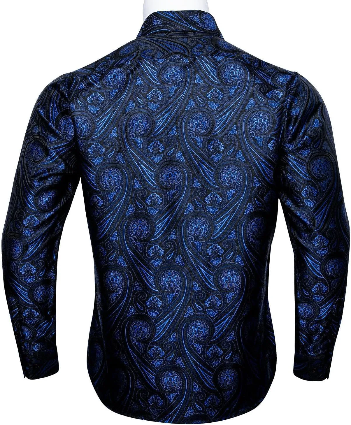 YOHOWA Men's Paisley Shirt Silk Jacquard Dress Long Sleeve Button Down Shirts Casual Mexico Western Disco Party Wedding Prom