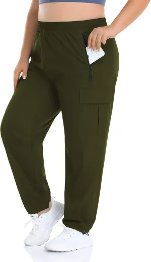 ZERDOCEAN Women's Plus Size Outdoor Active Hiking Pants Lightweight Quick Dry Athletic Pants Zipper Pockets