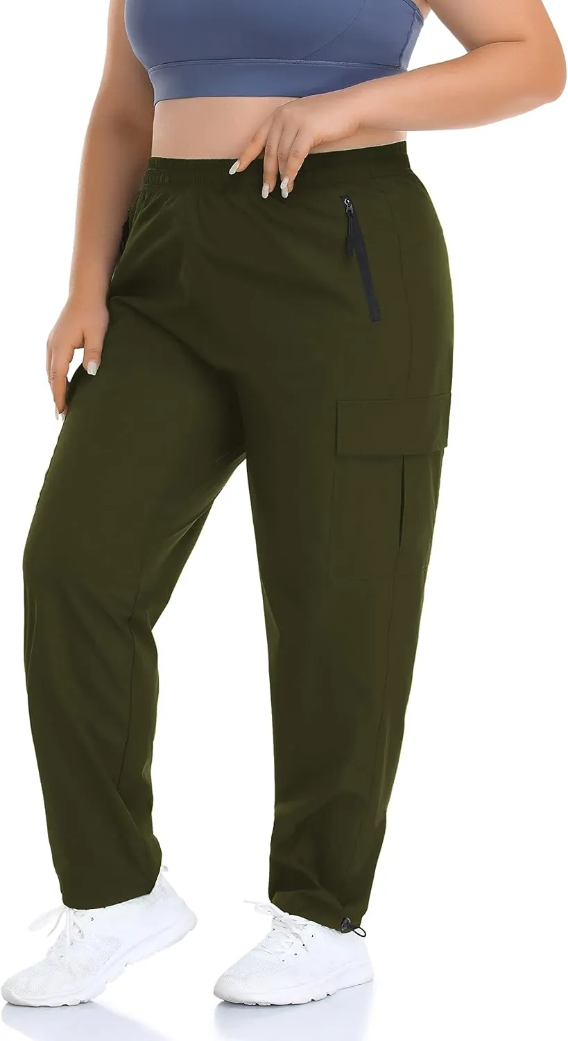 ZERDOCEAN Women's Plus Size Outdoor Active Hiking Pants Lightweight Quick Dry Athletic Pants Zipper Pockets