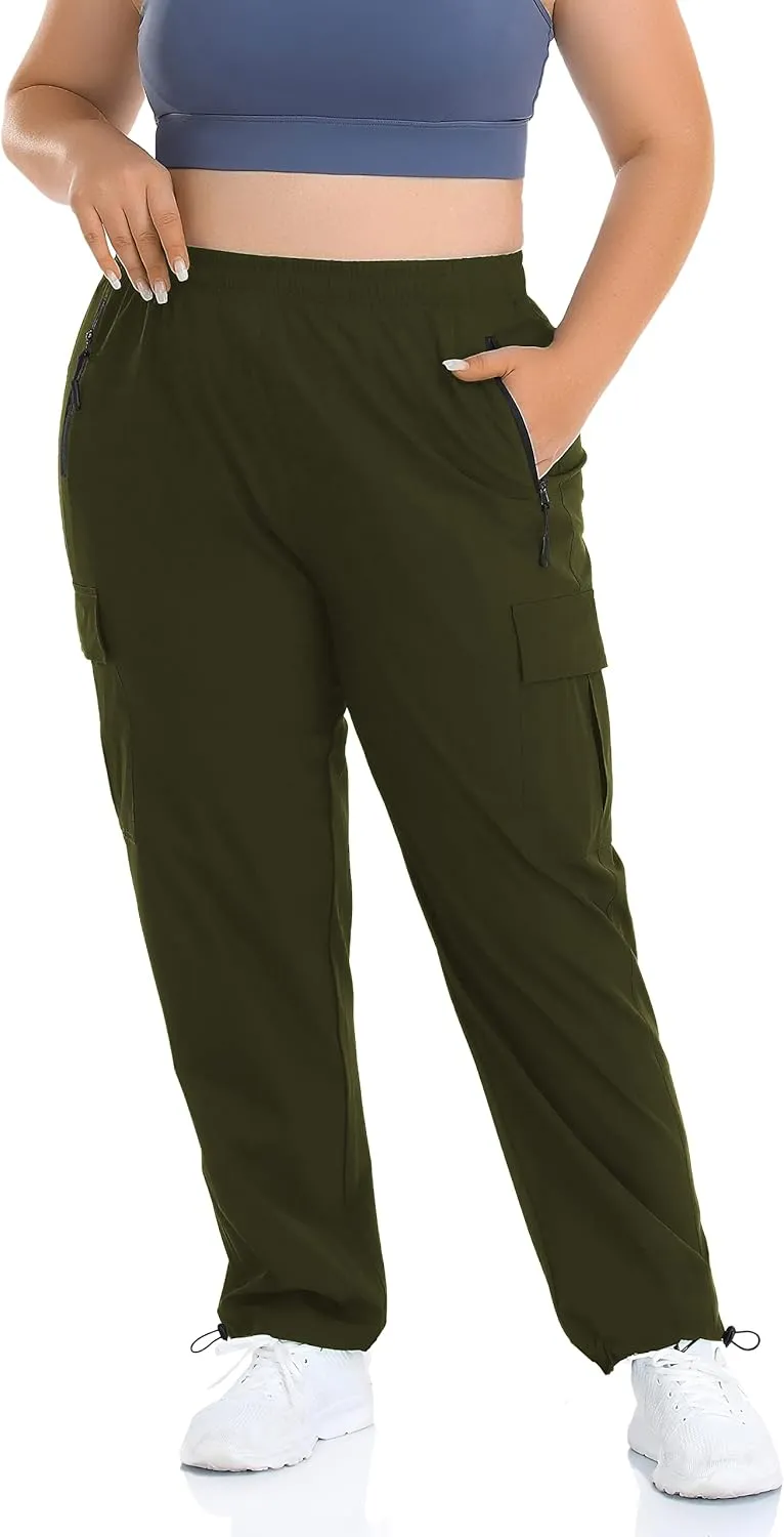 ZERDOCEAN Women's Plus Size Outdoor Active Hiking Pants Lightweight Quick Dry Athletic Pants Zipper Pockets