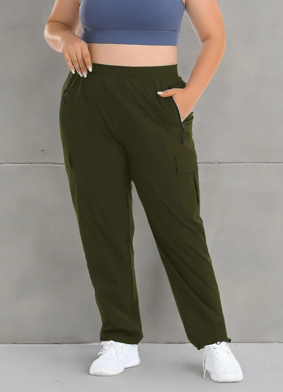 ZERDOCEAN Women's Plus Size Outdoor Active Hiking Pants Lightweight Quick Dry Athletic Pants Zipper Pockets
