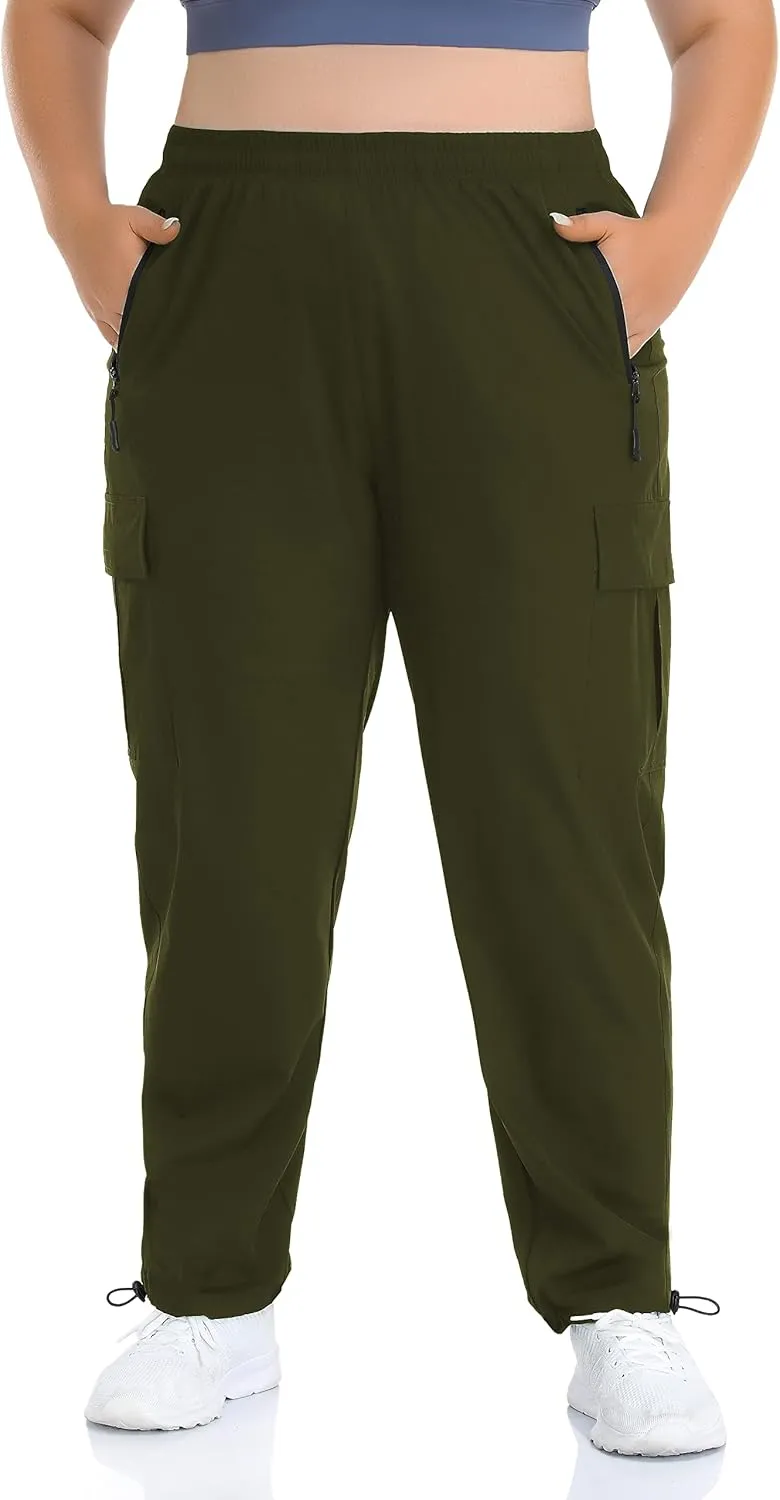 ZERDOCEAN Women's Plus Size Outdoor Active Hiking Pants Lightweight Quick Dry Athletic Pants Zipper Pockets