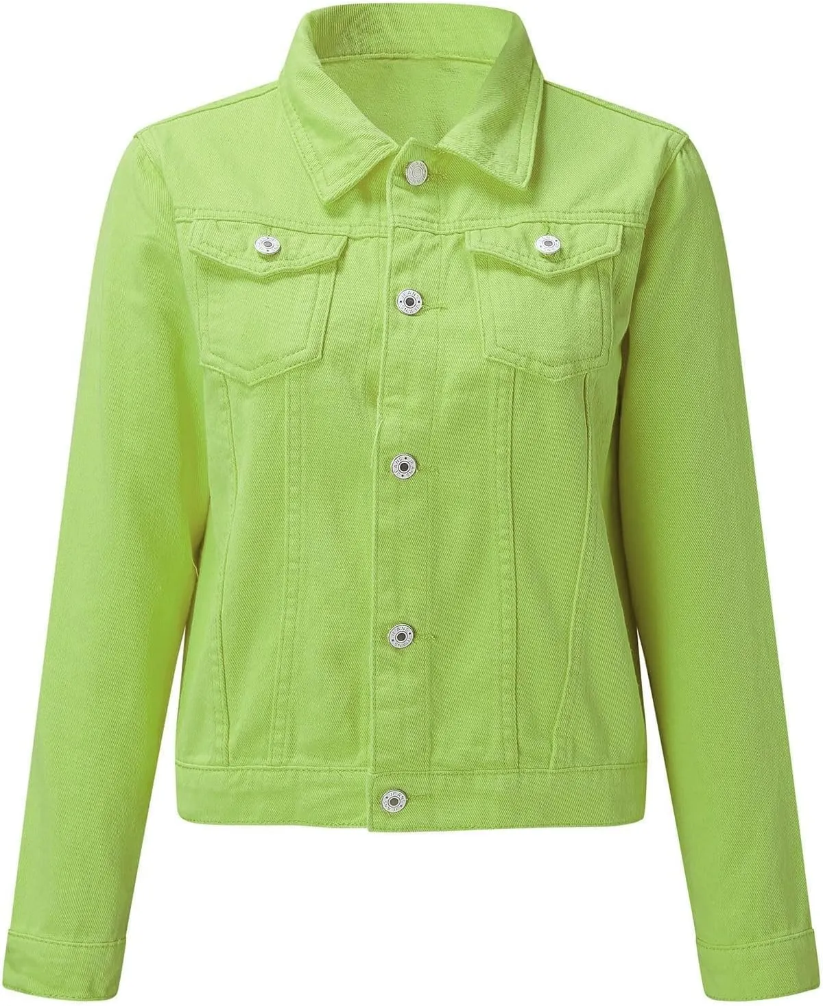 ZOCAVIA Womens Denim Jacket Casual Stretch Long Sleeve Button down Jean Jacket Lapel Cropped Denim Coat with Pockets