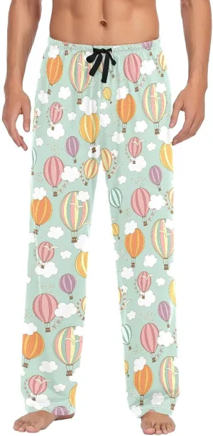 ZZKKO Pajamas Pants for Men Striped Hot Air Balloon Men's Pajama Bottoms 100% Cotton PJ Pants for Mens S-XXL